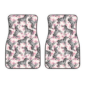 Zebra Pink Flower Background Front Car Mats