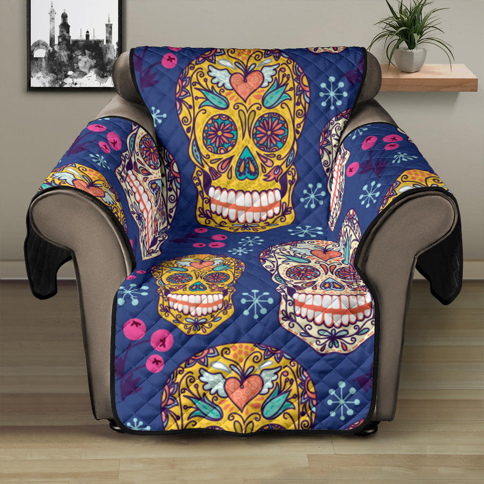 Sugar skull flower pattern Recliner Cover Protector