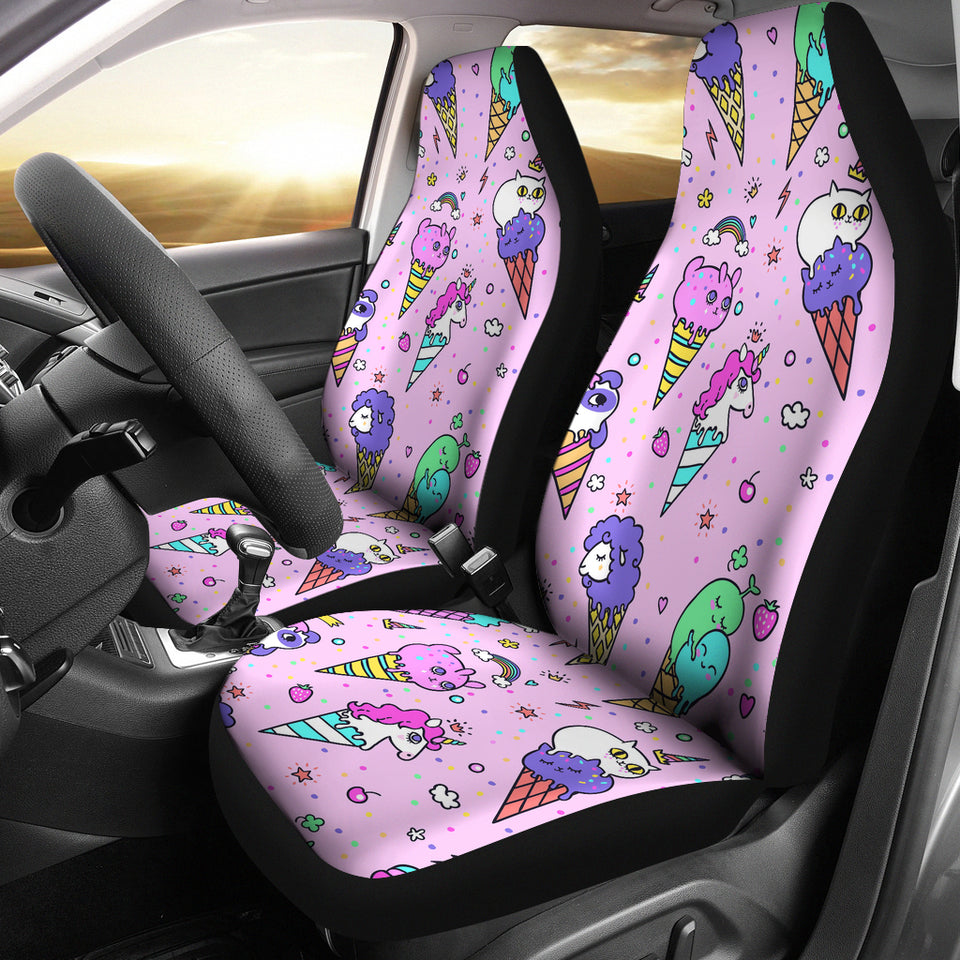 Cute Ice Cream Cone Animal Pattern Universal Fit Car Seat Covers