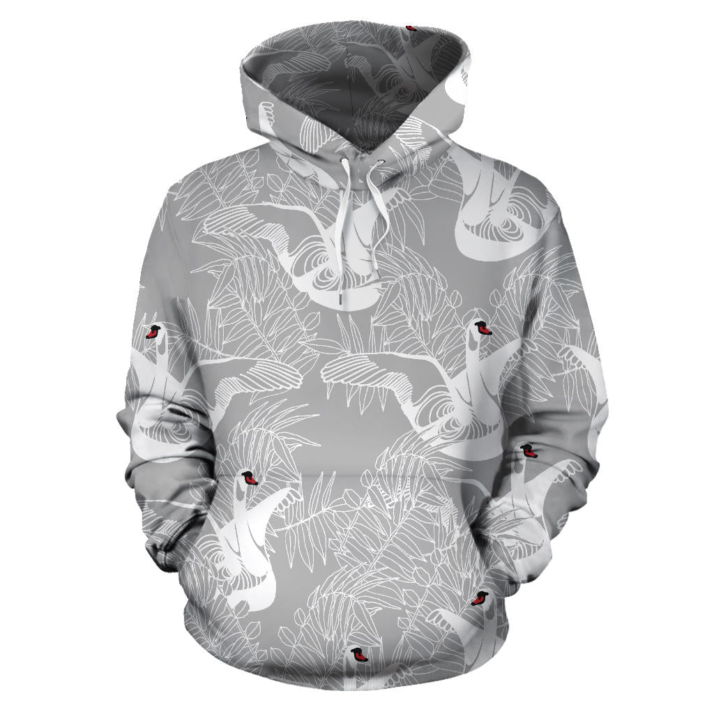 White Swan Gray Background Men Women Pullover Hoodie