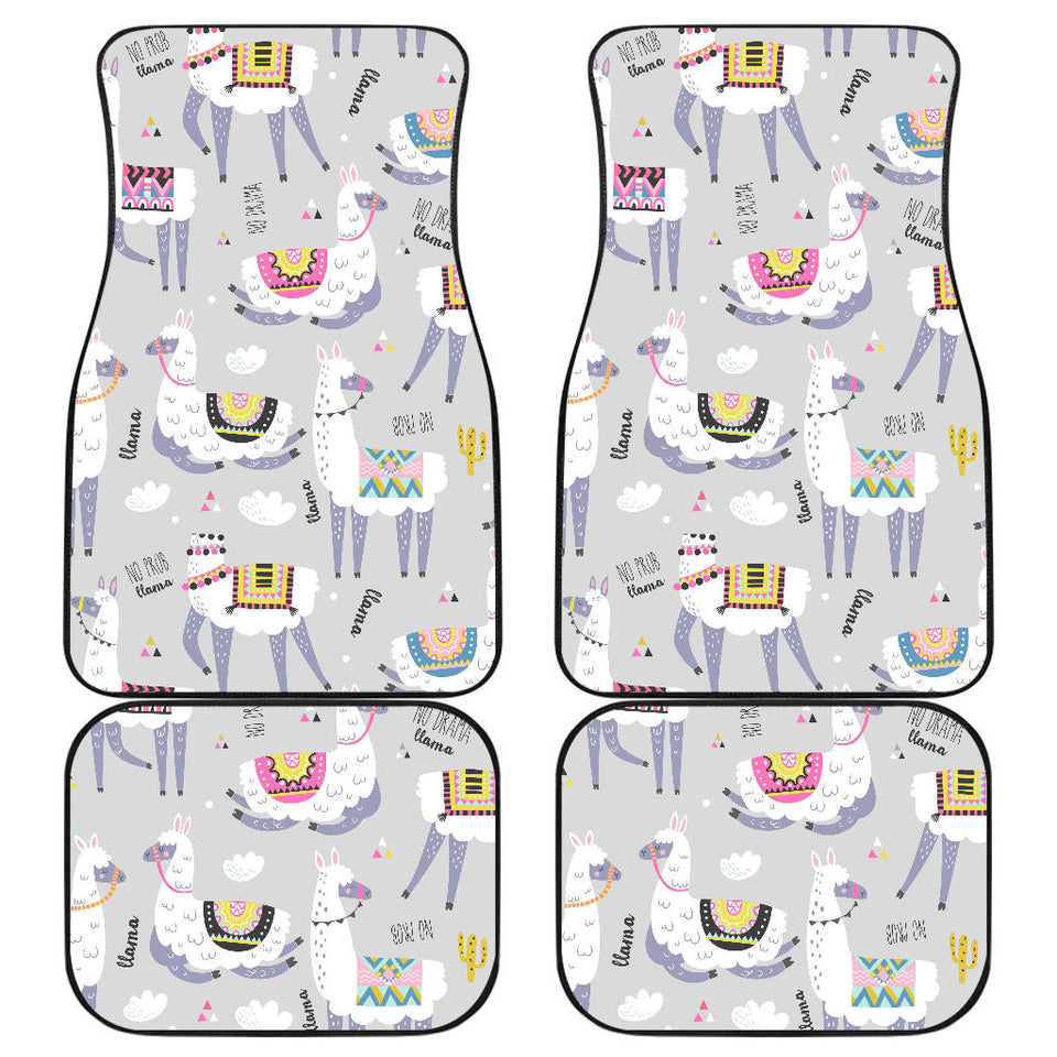 Cute Llama Alpaca Pattern Front And Back Car Mats