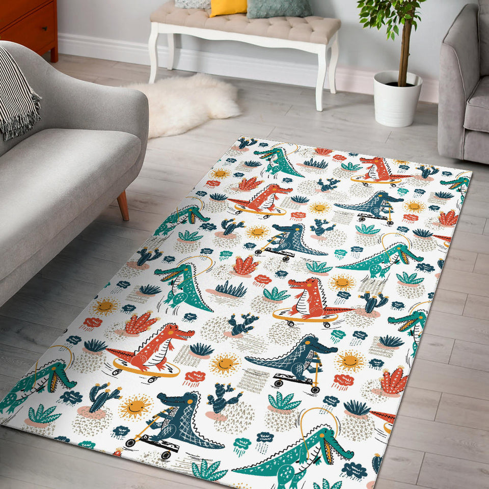 Cute Crocodile Pattern Area Rug