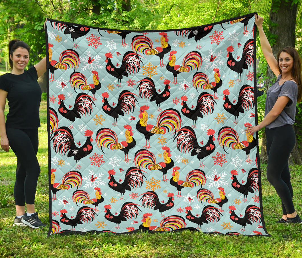 Rooster Chicken Cock Snowfalke Premium Quilt