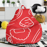 Sushi Pattern Red Background Bean Bag Cover