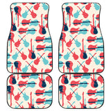 Red Blue Guitar Pattern Front And Back Car Mats
