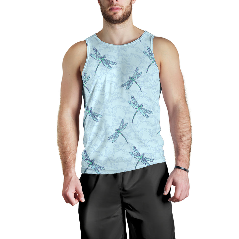 Dragonfly pattern blue background Men Tank Top
