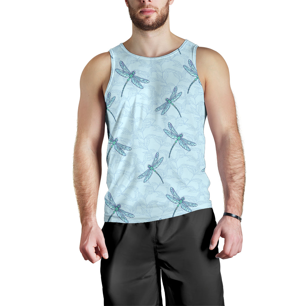 Dragonfly pattern blue background Men Tank Top