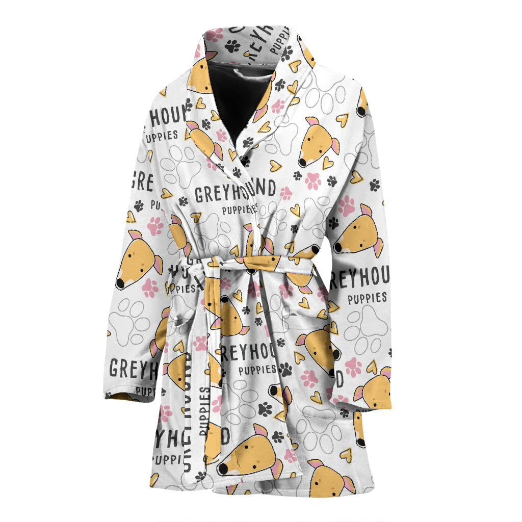 Greyhound Pattern Print Design 03 Women's Bathrobe