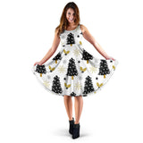 Christmas Tree Holly Snow Star Pattern Sleeveless Midi Dress