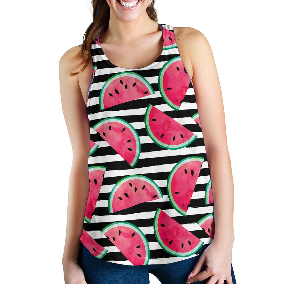 Watercolor paint textured watermelon pieces Women Racerback Tank Top