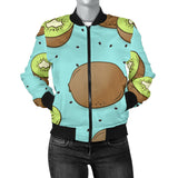 Kiwi Blue Background Women'S Bomber Jacket