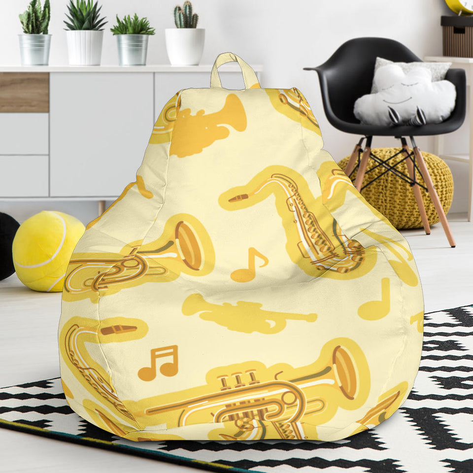 Saxophone Cornet Pattern Yellow Background Bean Bag Cover