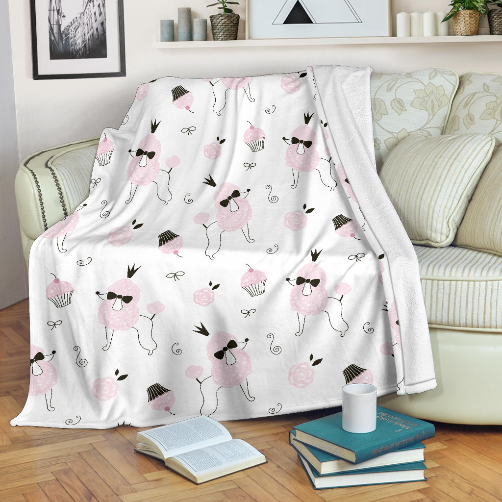 Poodle Dog Rose Cake Pattern Premium Blanket
