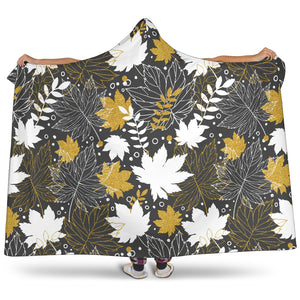 Beautiful Gold Autumn Maple Leaf Pattern Hooded Blanket