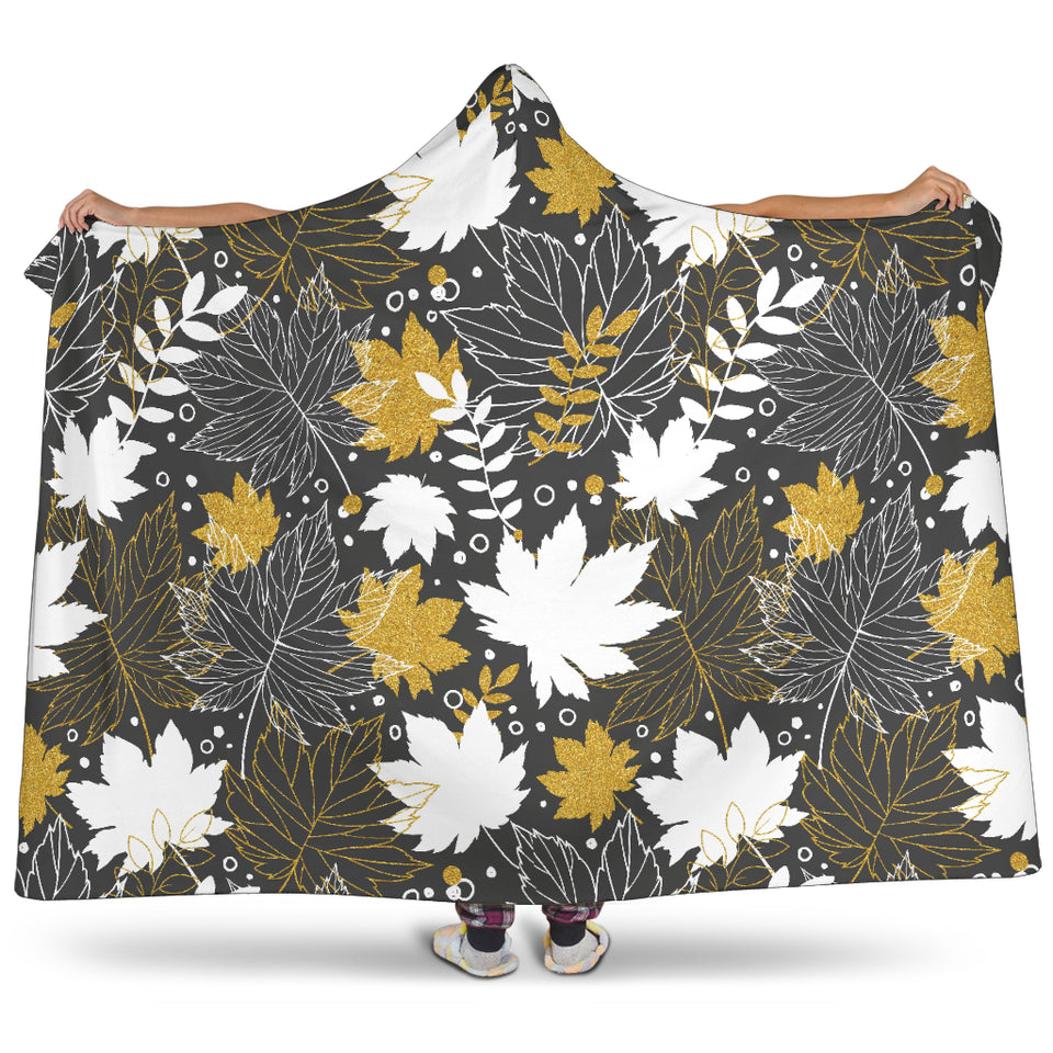 Beautiful Gold Autumn Maple Leaf Pattern Hooded Blanket
