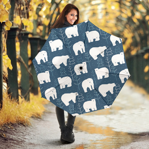 Polar Bear Mother Her Child Pattern Umbrella