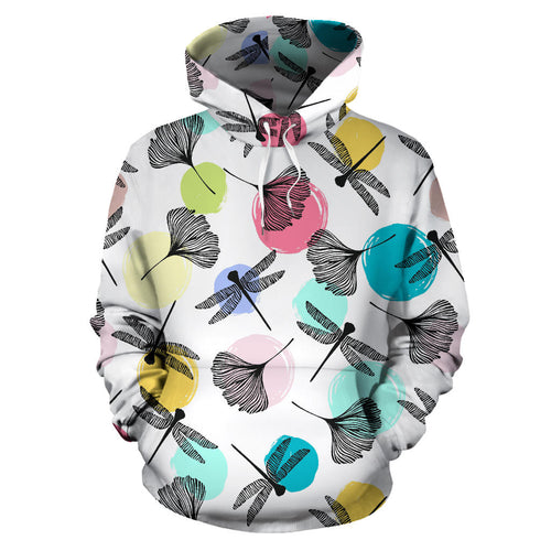 Dragonflies Ginkgo Leaves Pattern Men Women Pullover Hoodie