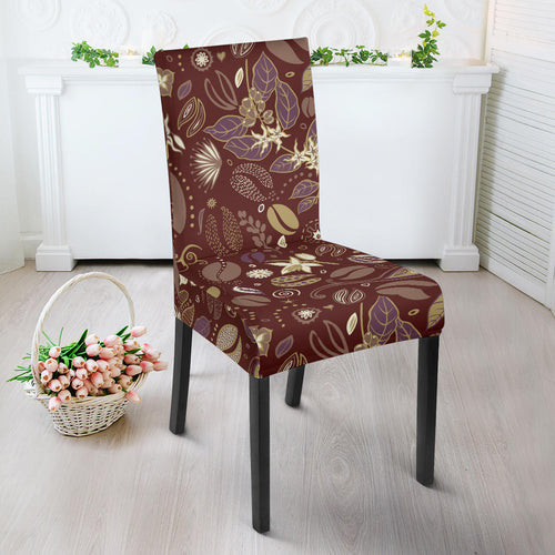 Coffee Bean Flower Pattern Dining Chair Slipcover