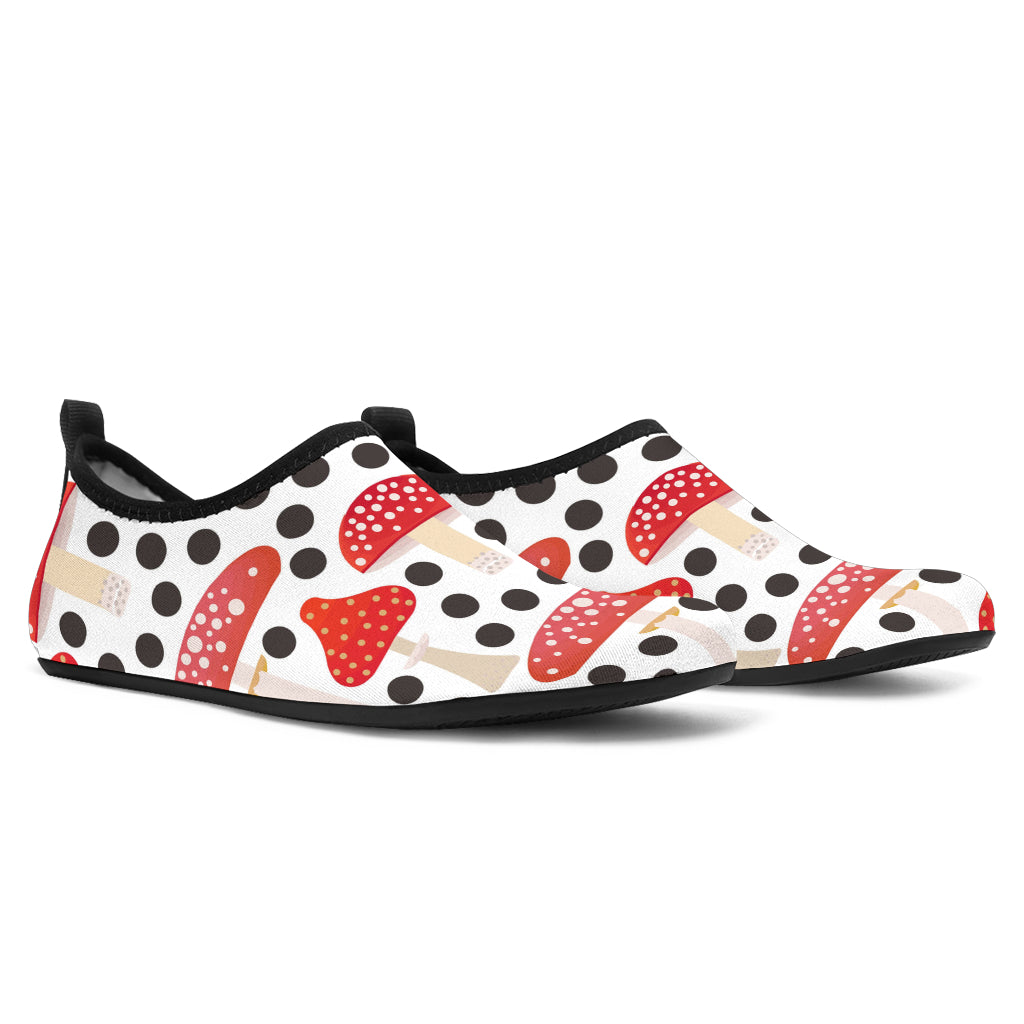 Red Mushroom Dot Pattern Aqua Shoes