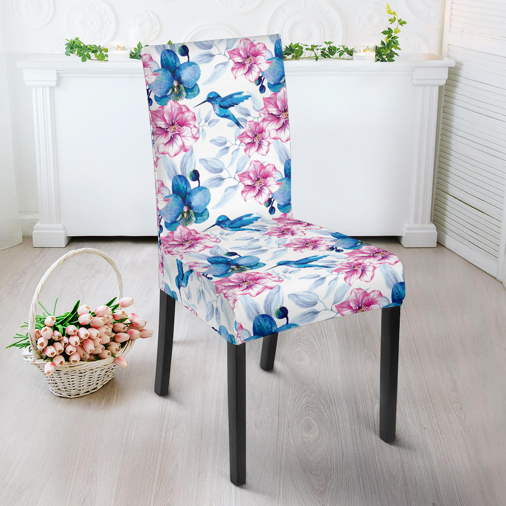 Hummingbird Pattern Print Design 02 Dining Chair Slipcover