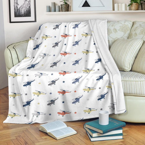 Cute Helicopter Star Pattern Premium Blanket