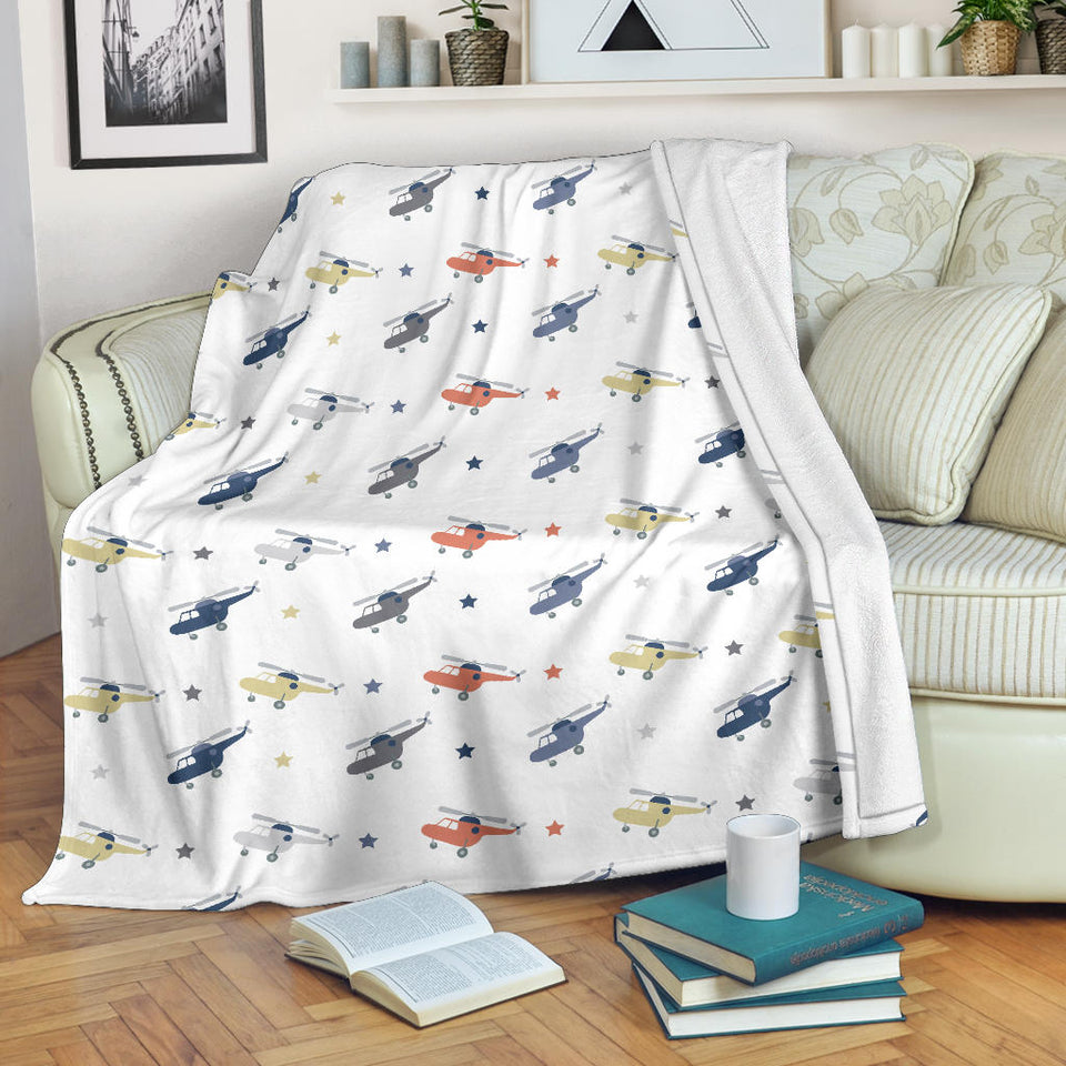 Cute Helicopter Star Pattern Premium Blanket