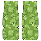 Broccoli Pattern Green Background Front And Back Car Mats