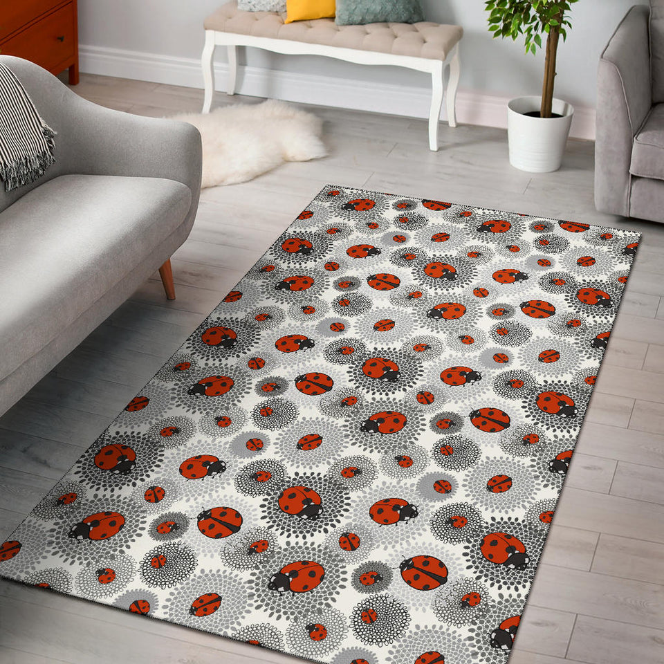 Ladybug Pattern Print Design 05 Area Rug