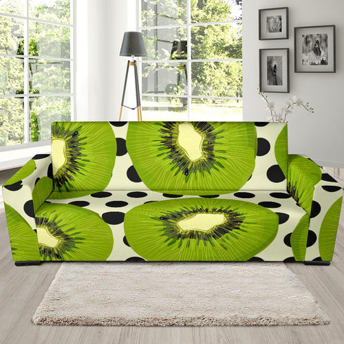 Kiwi Black Dot Background Sofa Slipcover