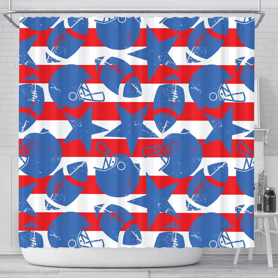 American Football Ball Star Stripes Pattern Shower Curtain Fulfilled In US