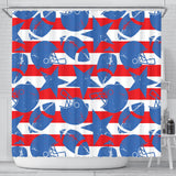 American Football Ball Star Stripes Pattern Shower Curtain Fulfilled In US