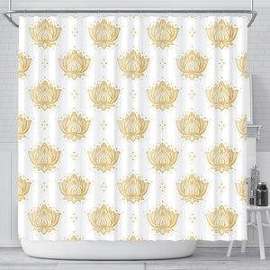 Gold Ornamental Lotue Waterlily Symbol Pattern Shower Curtain Fulfilled In US