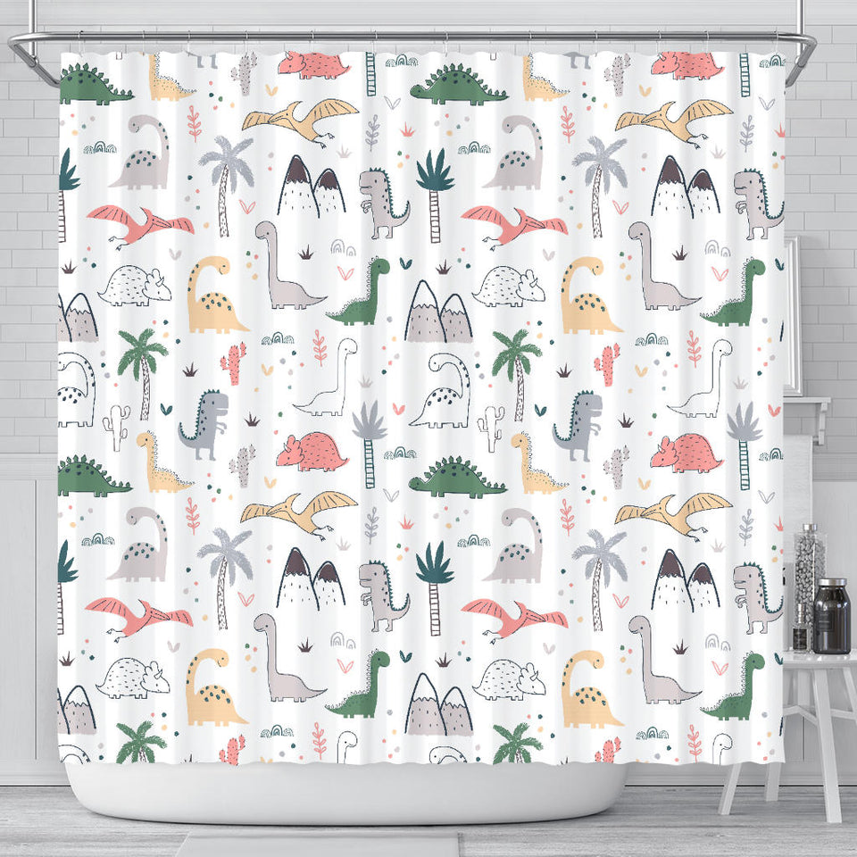 Cute Cartoon Dinosaurs Tree Pattern Shower Curtain Fulfilled In US