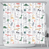 Cute Cartoon Dinosaurs Tree Pattern Shower Curtain Fulfilled In US