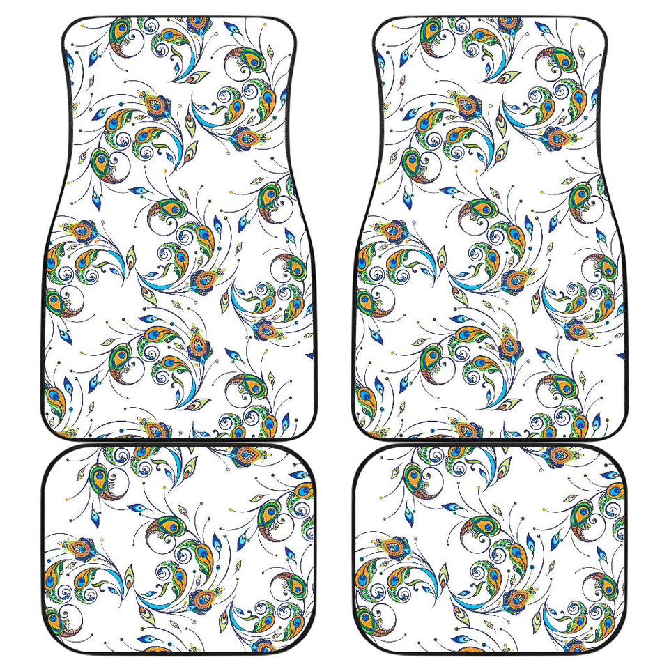 Peacock Feather Pattern Front And Back Car Mats