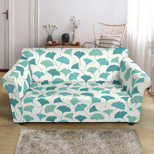 Green Ginkgo Leaves Pattern Loveseat Couch Slipcover