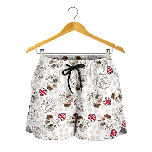 English Bulldog Pattern Print Design 01 Women Shorts