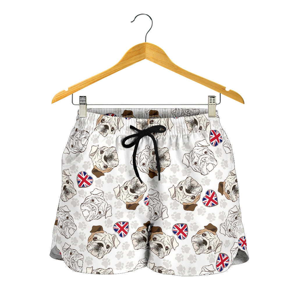English Bulldog Pattern Print Design 01 Women Shorts