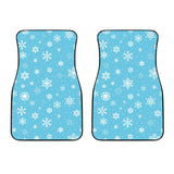Snowflake Pattern Blue Background Front Car Mats