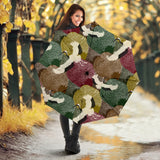 Japanese Cranes Flying Forest Dot Pattern Umbrella