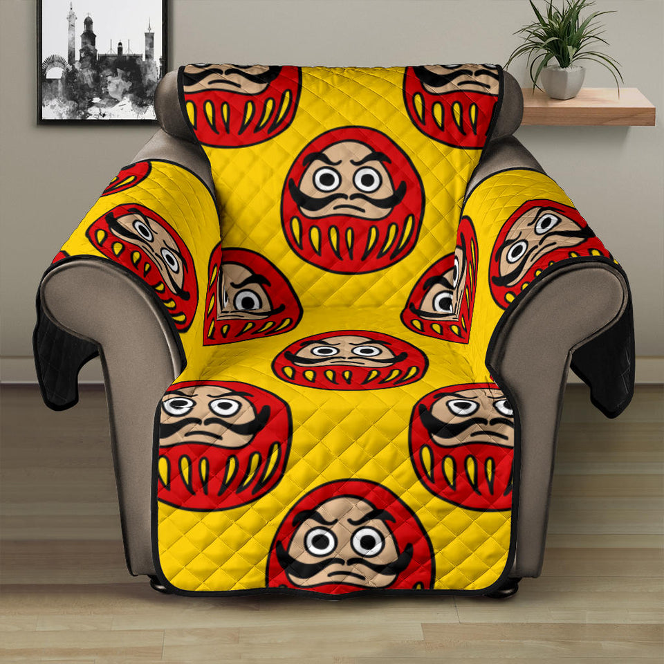 Daruma japanese wooden doll yellow background Recliner Cover Protector