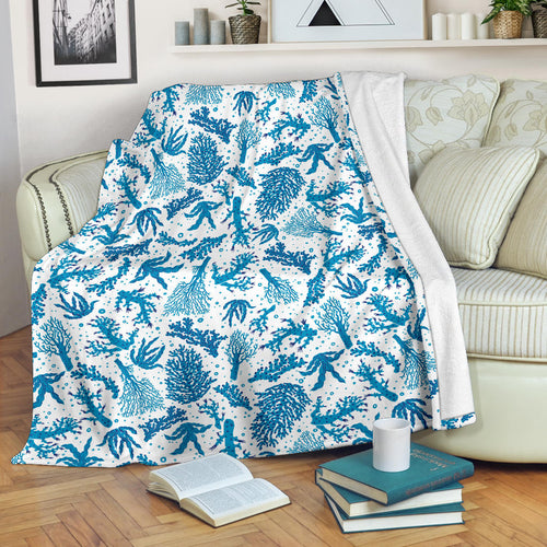 Coral Reef Pattern Print Design 01 Premium Blanket