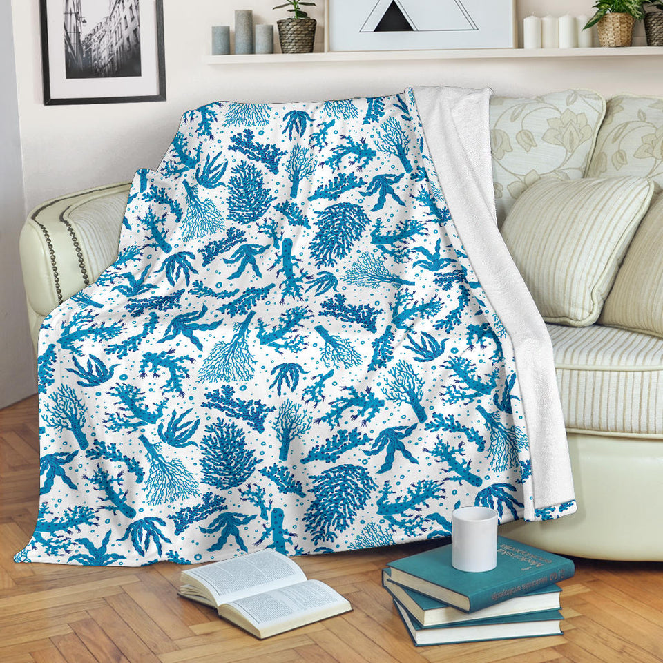 Coral Reef Pattern Print Design 01 Premium Blanket