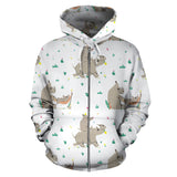 Cute Rhino Pattern Background Zip Up Hoodie