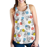 Siberian husky and colorful circle pattern Women Racerback Tank Top