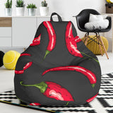 Chili Peppers Pattern Black Background Bean Bag Cover