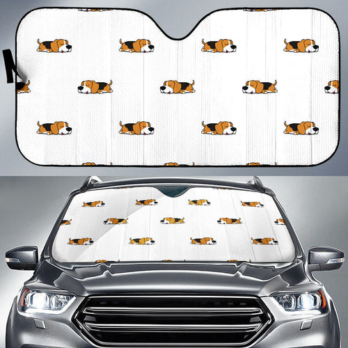 Cute Beagle Dog Sleeping Pattern Car Sun Shade
