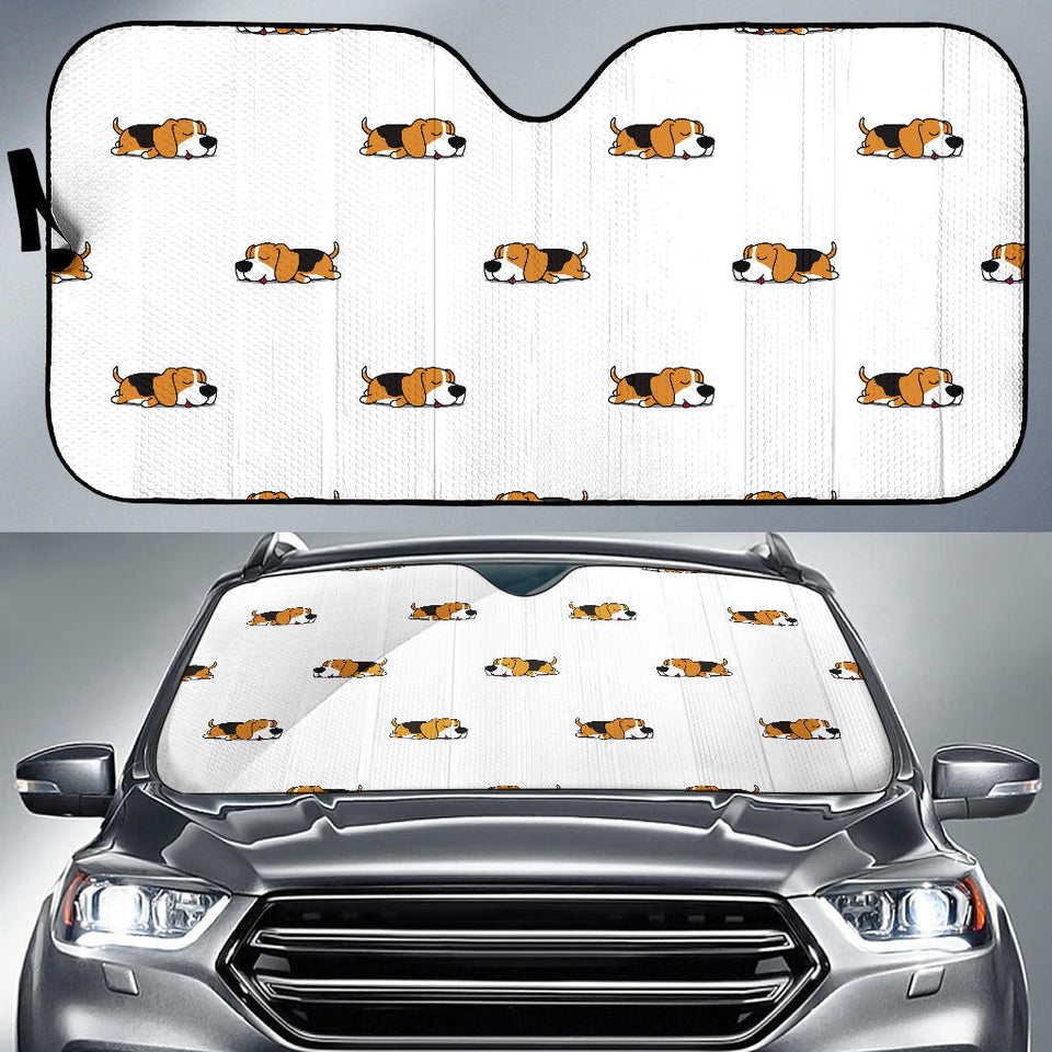 Cute Beagle Dog Sleeping Pattern Car Sun Shade