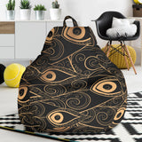 Gold Peacock Feather Pattern Bean Bag Cover