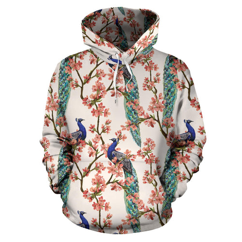 Peacock Tropical Flower Pattern Men Women Pullover Hoodie